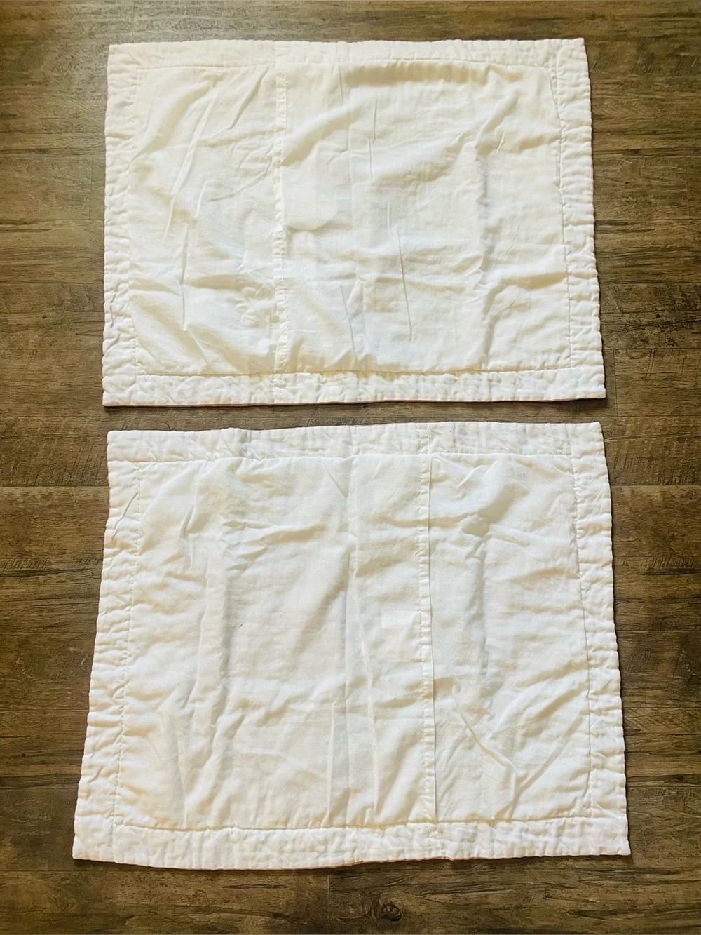 Vintage Shams Set of 2 Double Wedding Ring Quilted Pink Cotton Blend Standard Sz